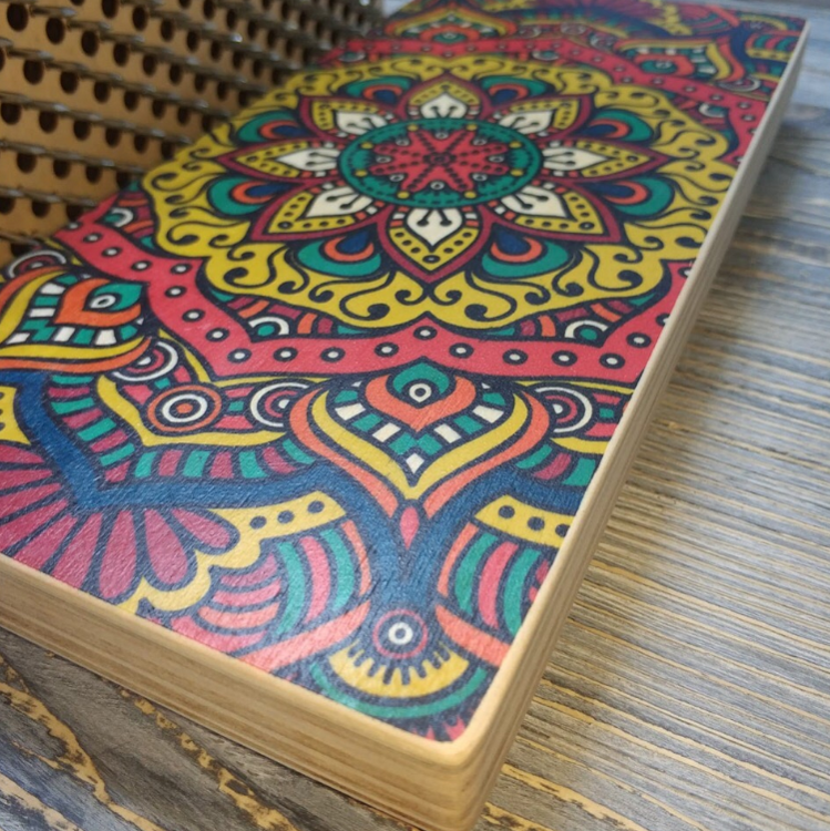 Садху-доска с цветным орнаментом Мандала 15мм